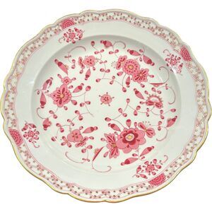 Vintage Meissen Large Porcelain Pink"Indian Flowers" Scalloped Serving Bowl